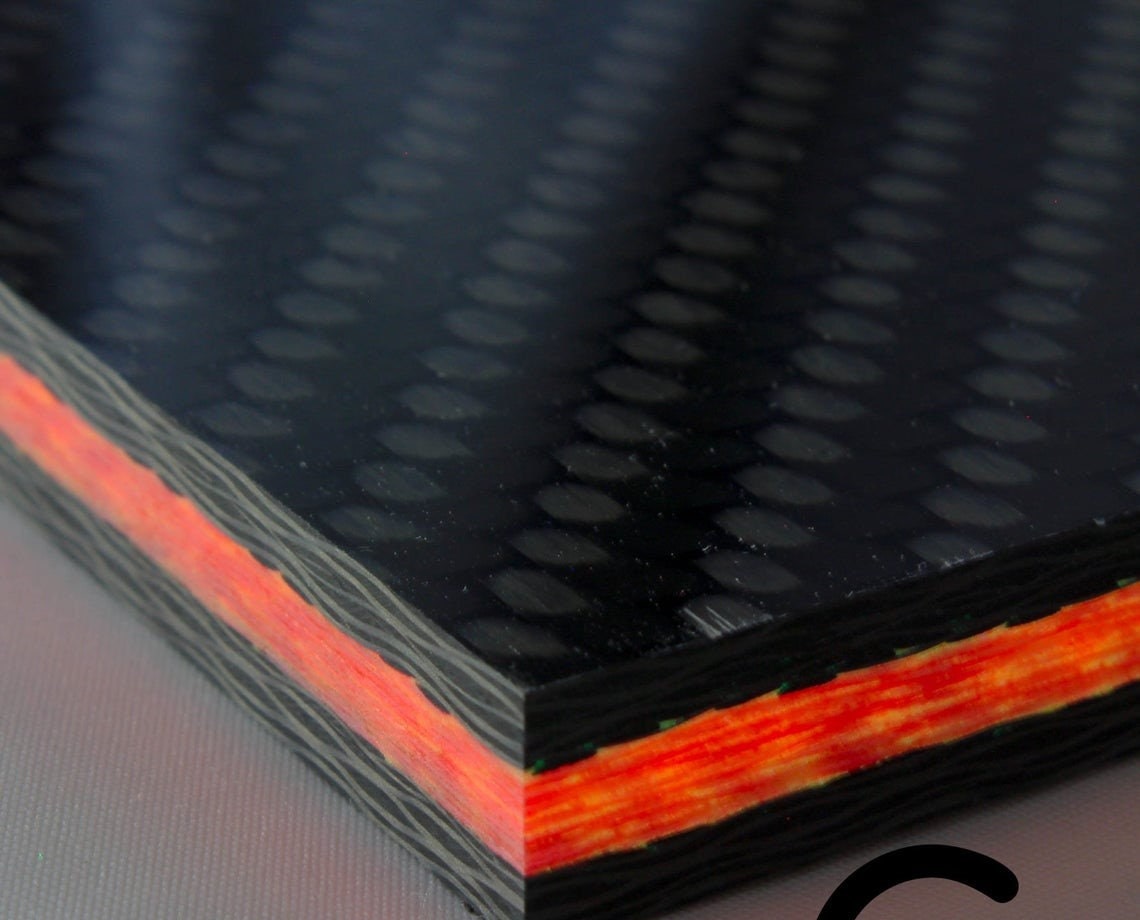 Baldosa de fibra de carbono real con centro de brillo epoxi en | Etsy