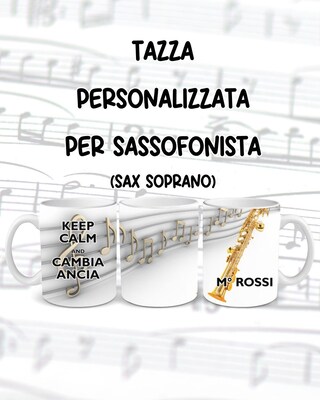 Tazza Per Sassofonisti Con Design Retrò | Pagma | 330 Ml Con Stampa Su Entrambi I Lati | Idea Regalo