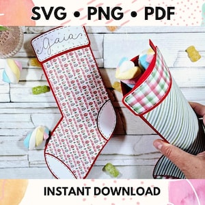Calza Befana di carta portacaramelle facile e veloce | Cartamodelli lavoretti epifania per bambini | Paper Christmas Stocking Candy Holder