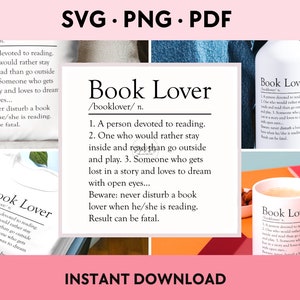 Book Lover dictionary definition | File SVG • PNG • PDF instant download