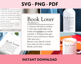 Book Lover dictionary definition | File SVG • PNG • PDF instant download