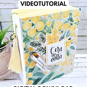 Plantilla de miniálbum digital para scrapbooking, kit PDF con patrones de corte y videotutorial, proyecto de estructura de álbum de fotos DIY