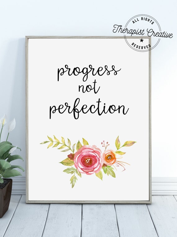 Progress Not Perfection Digital Download Print Self-Care Wall | Etsy