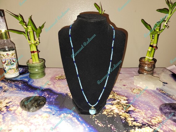 Shades of Blue beaded globe necklace
