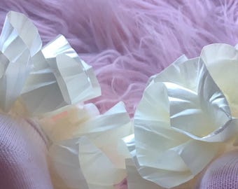 Cream Ruffled Tutu Socks: Satin Ribbon Anklets