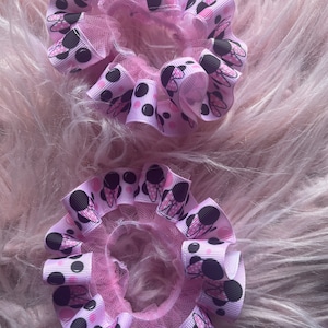 Pink socks black ruffled socks character head socks socks tutu socks grosgrain 7/8 inch ruffle socks