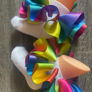 Rainbow tutu socks ruffled rainbow socks detachable ruffles gift socks rainbow anklets rainbow tutu socks gift socks ribbon trimmed tutusock