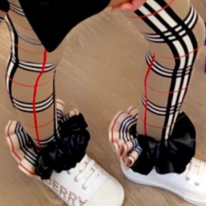 Tan striped ruffled socks ribbon trimmed socks tan striped anklets detachable tutu socks tan tutu socks gift socks