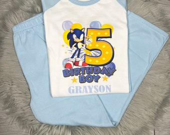 Personalised Children's Sonic Birthday Pyjamas.