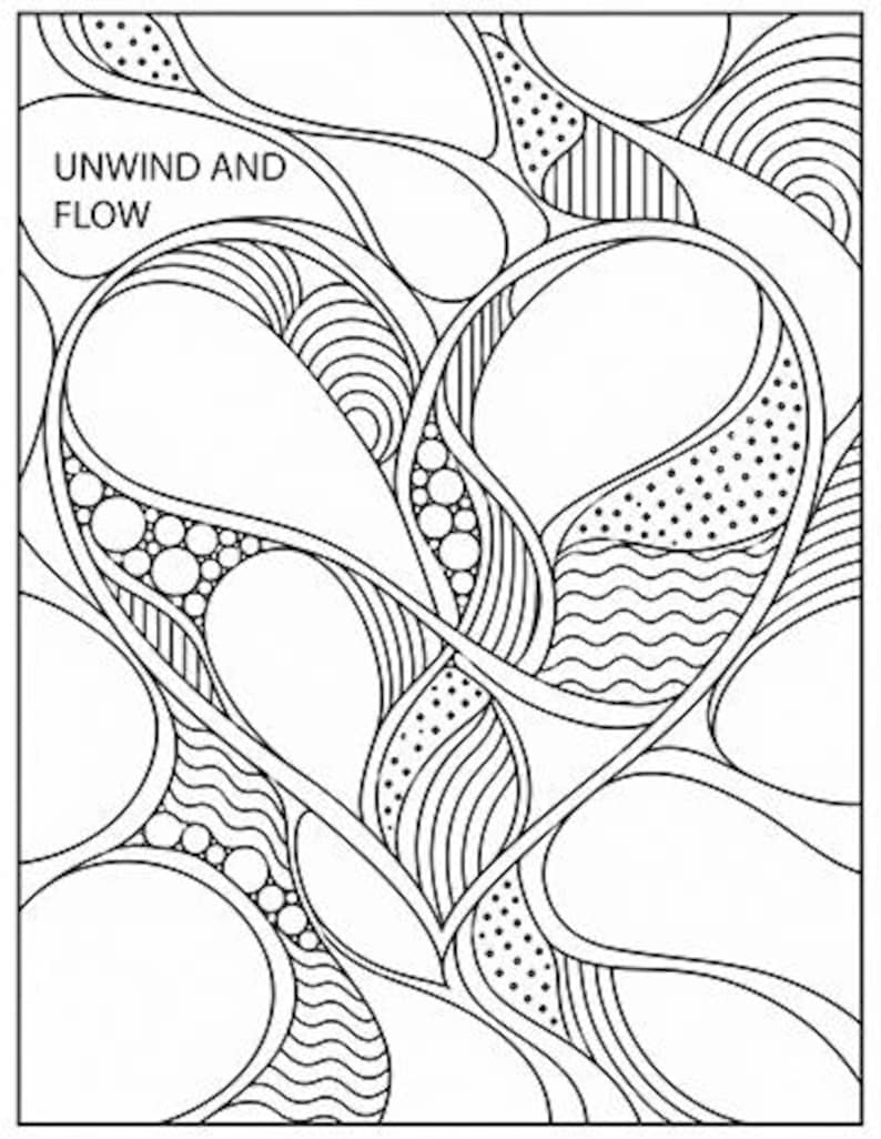 Printable Abstract Coloring Pages PDF | 50 Organic Flow Designs for ...