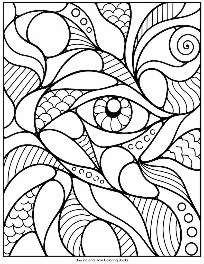 Printable Abstract Coloring Book PDF | 50 Organic Flow Coloring Pages ...