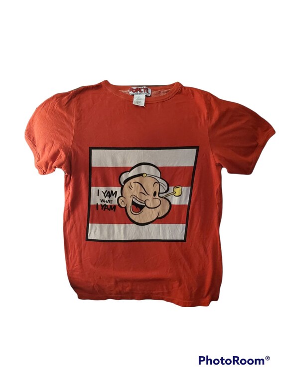 T-shirt Vintage Rare Popeye 1993 - Motif 'I Yam What I Yam!' - Taille XL Homme - Coton - Parfait État