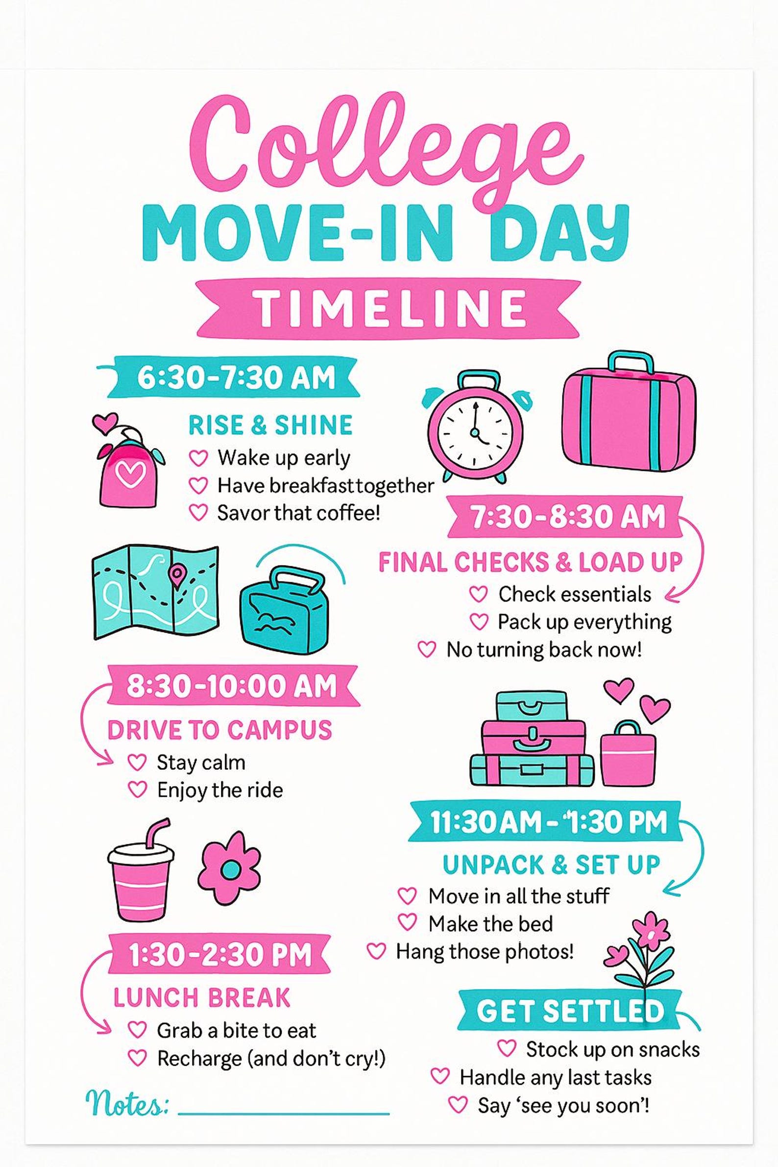 College Moving Timeline College Move-in Day Timeline | Dorm Essentials Checklist & Timeline - Etsy