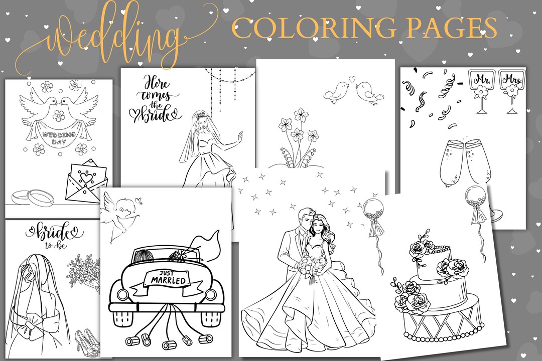 Wedding Coloring Book,reception Games,wedding Event Coloring Pages for ...