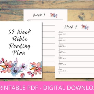 Bible Reading Plan (1 Year/52 Weeks) Digital Download