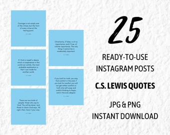 25 Instagram Posts | Ready-to-Use | C. S. Lewis Quotes | BLUE