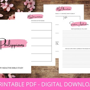 Book of Philippians Inductive Bible Study Worksheets | Digital Download | Individual Study