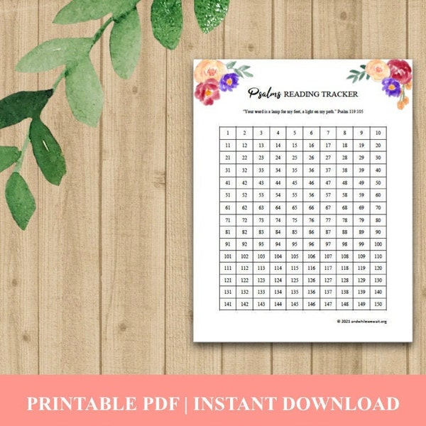 Psalms Reading Tracker Digital Download
