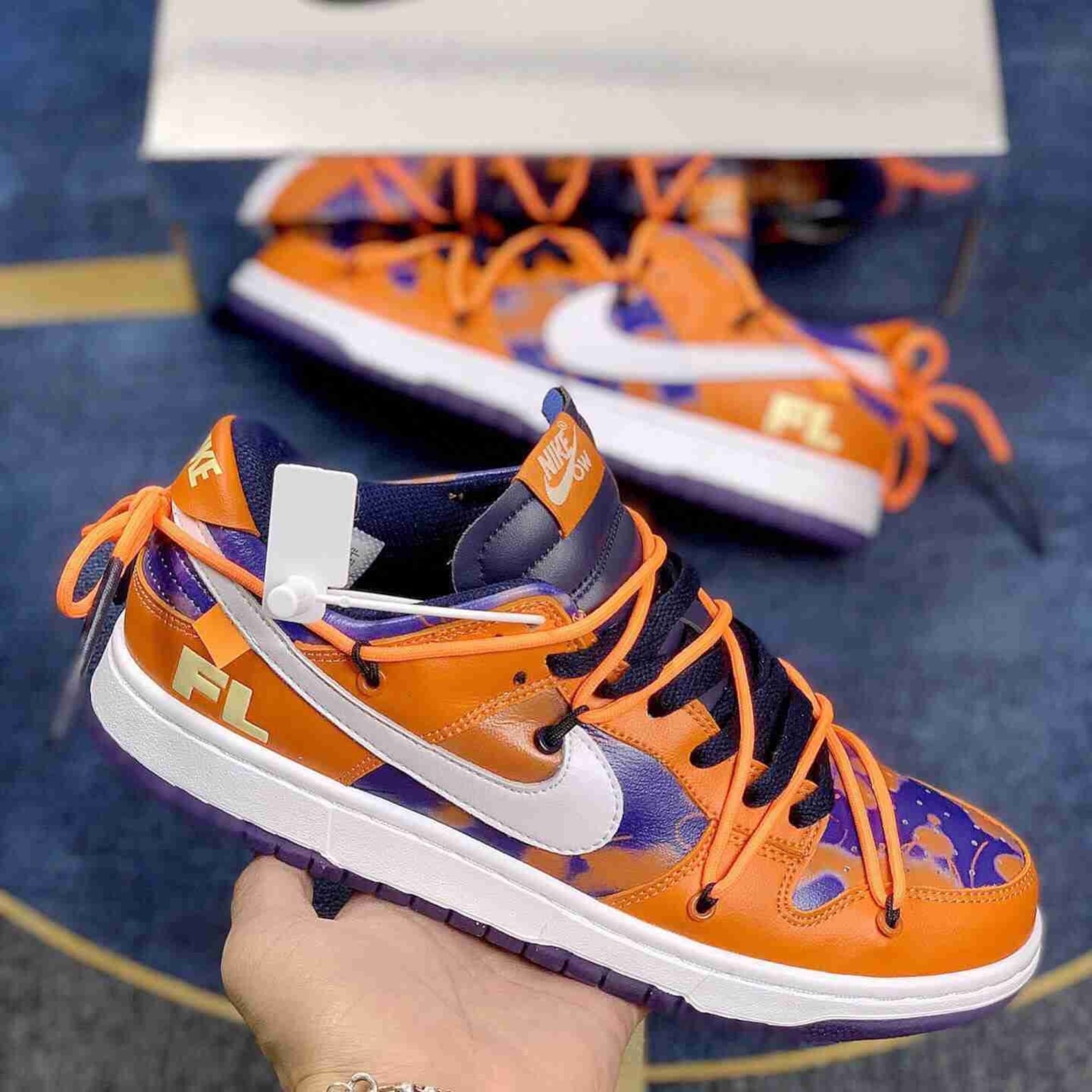 Custom Nike Dunk Low Grey-Orange aesthetic shoes | Etsy
