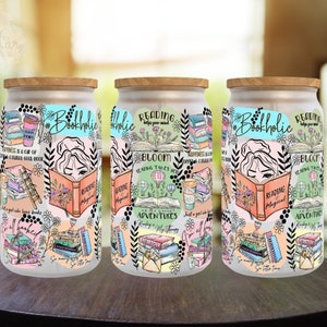 Bookaholic Glass Cup | Bookish Glass Cup | Book Lover Glass Cup | Book Reader Glass Cup | Bookish Themed Glass Cup | Books | Iced Coffee Cup