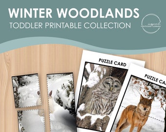 Winter Woodland Toddler Mini printable collection, toddler activity printable, Montessori inspired toddler printable