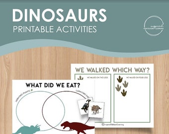 Dinosaur printable activity, preschool worksheets, toddler printable, kindergarten printable, Montessori worksheets, homeschool printable