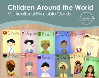 Children Around the World Printable Cards, Multicultural Studies, Culture & Language, Cultural Diversity, Country Studies, International