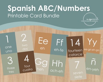 Spanish Number & Alphabet Bundle, bilingual number cards, English and Spanish for kids, Spanish classroom, Bilingual kids, Espanol flashcard