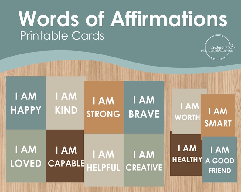 Words of Affirmation Cards for Kids, Positive Affirmations, Montessori ... Words of Affirmation Cards for Kids, Positive Affirmations, Montessori ...