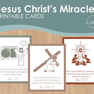 Jesus&#39; Life and Miracle Cards | LDS Easter Printables | Homeschool Christian Study | Holy Week Study Cards | Scripture Cards | New Testament