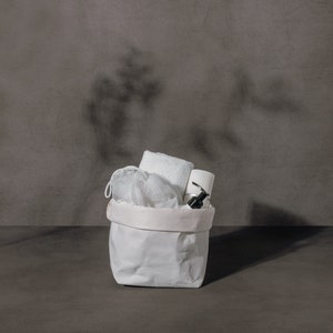 Sacchetto portaoggetti in carta kraft lavabile bianco - Organizer versatile ed ecologico per casa e ufficio