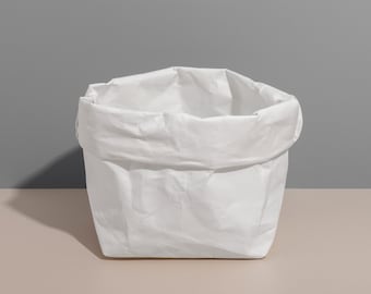 White Washable Kraft Paper Bag Storage - Versatile Eco-Friendly Organizer for Home & Office