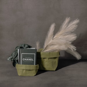 Saco de papel Kraft lavável verde - Solução de armazenamento ecológica para casa e escritório