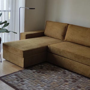 VILASUND Sofa Bed With Chaise Longue Cover Slipcover Hand Made With Multiple Color and Fabric Options - Custom made to fit Vilasund model