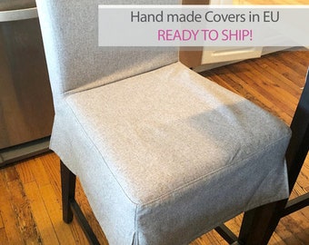 Ready to ship Covers for HENRIKSDAL Bar Stool (LARGER Size Model) With Medium Pleated Skirt - Fabric Linea color Linen 01