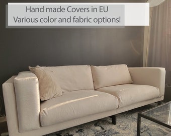 Housse de canapé 3 places NOCKEBY fabriquée à la main avec plusieurs options de couleurs et de tissus - Fabriquée sur mesure pour s'adapter au canapé Ikea Nockeby