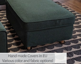 KIVIK Footstool Cover Slipcover Hand Made With Multiple Color and Fabric Options - Custom made to fit Ikea Kivik ottoman