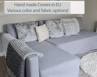 FRIHETEN Corner Sofa Bed Cover Slipcover Hand Made With Multiple Color and Fabric Options - Custom made to fit Ikea Friheten couch