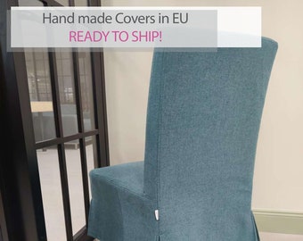 Ready to ship Covers for HENRIKSDAL Chair (Regular Size Model) Medium Skirt With Pleats  - Fabric CSMR Stain Proof color Petrol 15