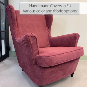 STRANDMON Armchair Cover Slipcover Hand Made With Multiple Color and Fabric Options - Custom made to fit Strandmon armchair model