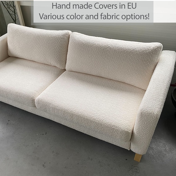 KARLSTAD 3-Seat Sofa Cover Slipcover Hand Made With Multiple Color and Fabric Options - Custom made to fit Ikea Karlstad couch