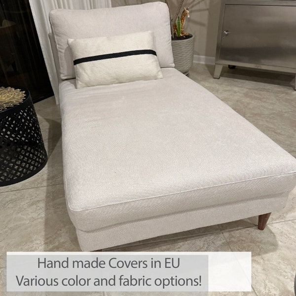 KARLSTAD Chaise Longue Cover Add on and Stand Alone Slipcover Multiple Color and Fabric Options - Custom made to fit Ikea Karlstad