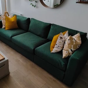 FINNALA 3-Seat Sofa Cover With Without Armrests Slipcover Hand Made Multiple Color and Fabric Options - Custom made fit Finnala Model Couch