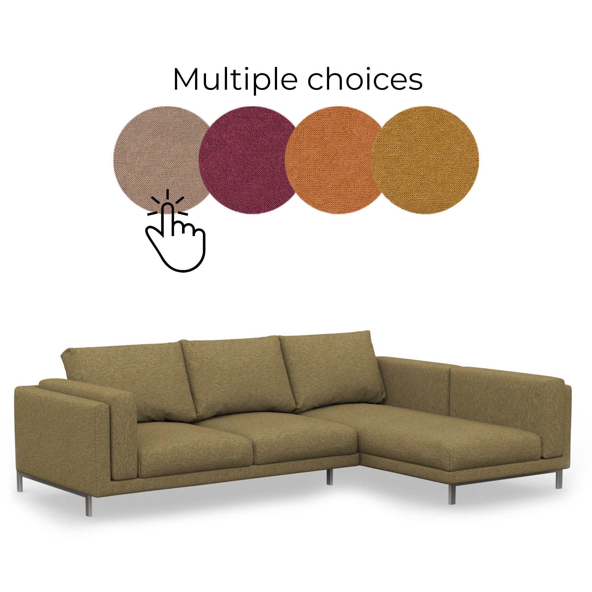 NOCKEBY 2seat Sofa Cover With Chaise Longue Slipcover Hand Etsy