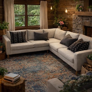 KARLSTAD 3+2/2+3 Corner Sofa Slipcover Hand Made With Multiple Color and Fabric Options - Custom made to fit Karlstad corner couch