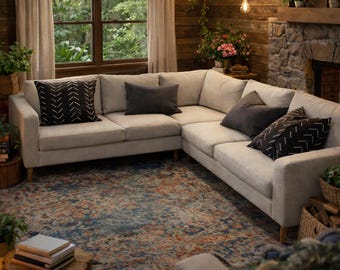 KARLSTAD 3+2/2+3 Corner Sofa Slipcover Hand Made With Multiple Color and Fabric Options - Custom made to fit Karlstad corner couch