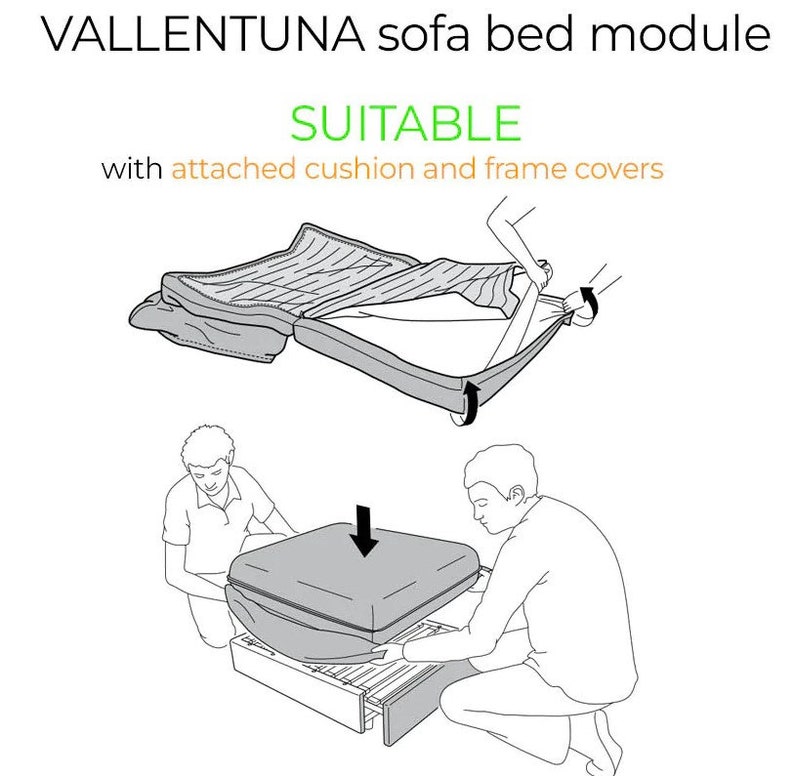 Cover for VALLENTUNA Sofa BED Module Hand Made With Multiple Color and Fabric Options Custom made to fit Ikea Vallentuna sofa bed image 2