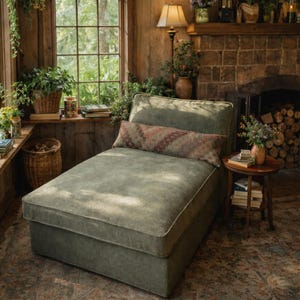 KIVIK Chaise Longue Cover Slipcover Hand Made With Multiple Color and Fabric Options - Custom made to fit Kivik chaise