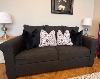 HARLANDA 2-Seat Sofa Cover Slipcover Hand Made With Multiple Color and Fabric Options - Custom made to fit Harlanda model couch