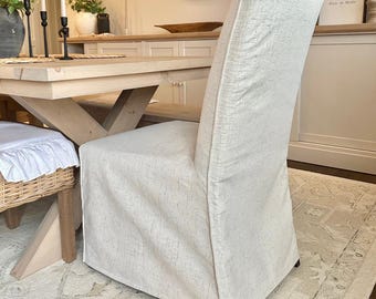 Funda de silla HARRY con faldón largo con costura francesa (MODELO MÁS GRANDE) Funda hecha a mano - Hecha a medida para adaptarse a la silla de comedor modelo Harry